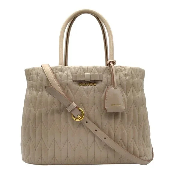 Miu Miu | Bags | Miu Miu Vitello Shine Trapu Cipria Taupe Leather 
